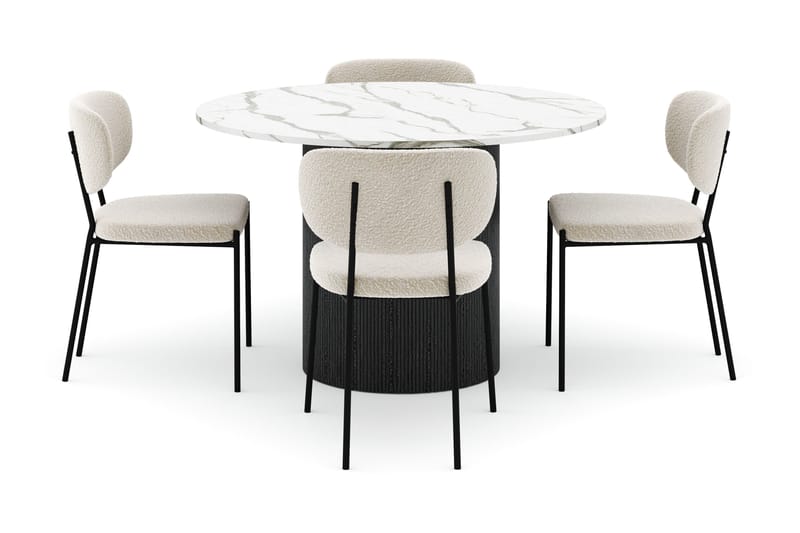 Uppveda Matbord 120 cm Rund med 4 Gemmiano Stolar - Svart/Vit - Products - Möbler - Bord & matgrupp - Matgrupp