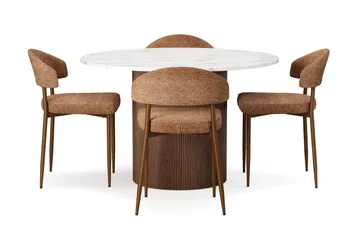 Uppveda Matbord 120 cm Rund med 4 st Jairam Matstolar - Brun - Products - Möbler - Bord & matgrupp - Matgrupp