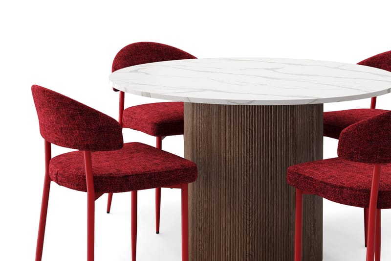 Uppveda Matbord 120 cm Rund med 4 st Jairam Matstolar - Brun - Products - Möbler - Bord & matgrupp - Matgrupp