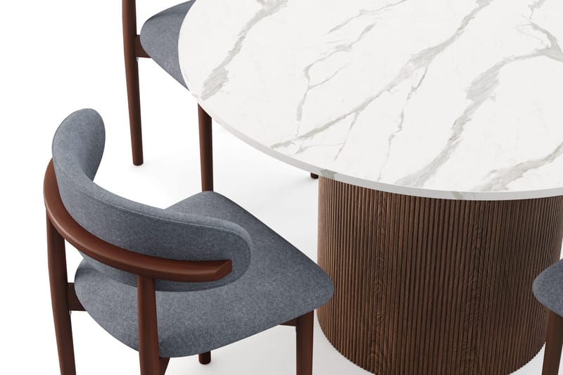 Uppveda Matbord 120 cm Rund med 4 st Jaiveer Matstolar - Brun - Products - Möbler - Bord & matgrupp - Matgrupp