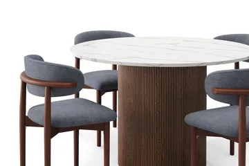 Uppveda Matbord 120 cm Rund med 4 st Jaiveer Matstolar - Brun - Products - Möbler - Bord & matgrupp - Matgrupp