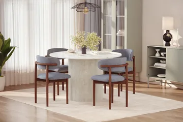 Uppveda Matbord 120 cm Rund med 4 st Jaiveer Matstolar - Vit - Products - Möbler - Bord & matgrupp - Matgrupp