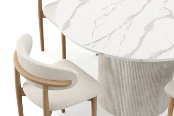 Uppveda Matbord 120 cm Rund med 4 st Jaiveer Matstolar - Vit - Products - Möbler - Bord & matgrupp - Matgrupp