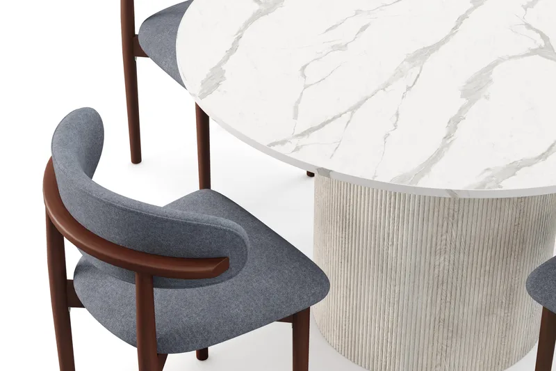 Uppveda Matbord 120 cm Rund med 4 st Jaiveer Matstolar - Vit - Products - Möbler - Bord & matgrupp - Matgrupp