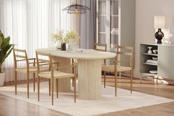 Uppveda Matbord Travetin utseende med 4 st Jamna Karmstolar - Beige - Products - Möbler - Bord & matgrupp - Matgrupp