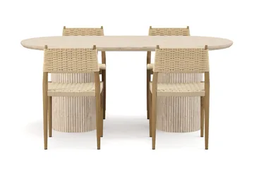 Uppveda Matbord Travetin utseende med 4 st Jamna Matstolar - Beige - Products - Möbler - Bord & matgrupp - Matgrupp