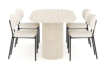Uppveda Matgrupp 180 cm Oval med 4 Gemmiano Matstolar - Travetin - Products - Möbler - Bord & matgrupp - Matgrupp