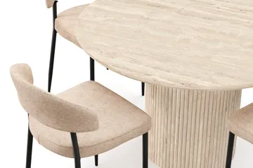 Uppveda Runt Matbord 120cm Travetin utseende med 4 st Jairam Matstolar - Beige - Products - Möbler - Bord & matgrupp - Matgrupp