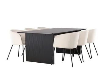 Vail Matgrupp 200 cm Rektangulär med 6 Berit stolar - Beige - Products - Möbler - Bord & matgrupp - Matgrupp