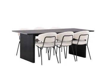 Vail Matgrupp 200 cm Rektangulär med 6 Chico Stolar - Svart - Products - Möbler - Bord & matgrupp - Matgrupp