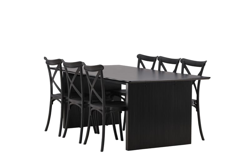 Vail Matgrupp 200 cm Rektangulär med 6 Crosett stolar - Svart - Products - Möbler - Bord & matgrupp - Matgrupp