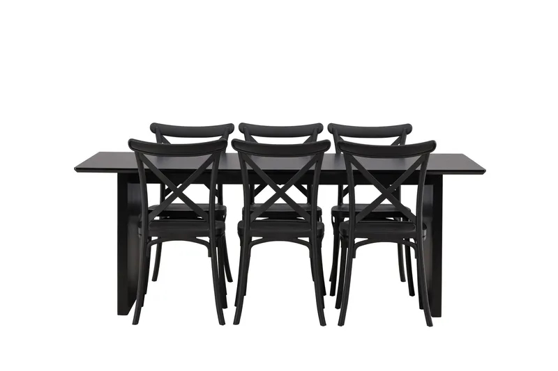 Vail Matgrupp 200 cm Rektangulär med 6 Crosett stolar - Svart - Products - Möbler - Bord & matgrupp - Matgrupp