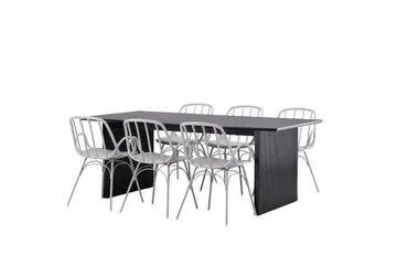 Vail Matgrupp 200 cm Rektangulär med 6 Dyrön stolar - Svart - Products - Möbler - Bord & matgrupp - Matgrupp