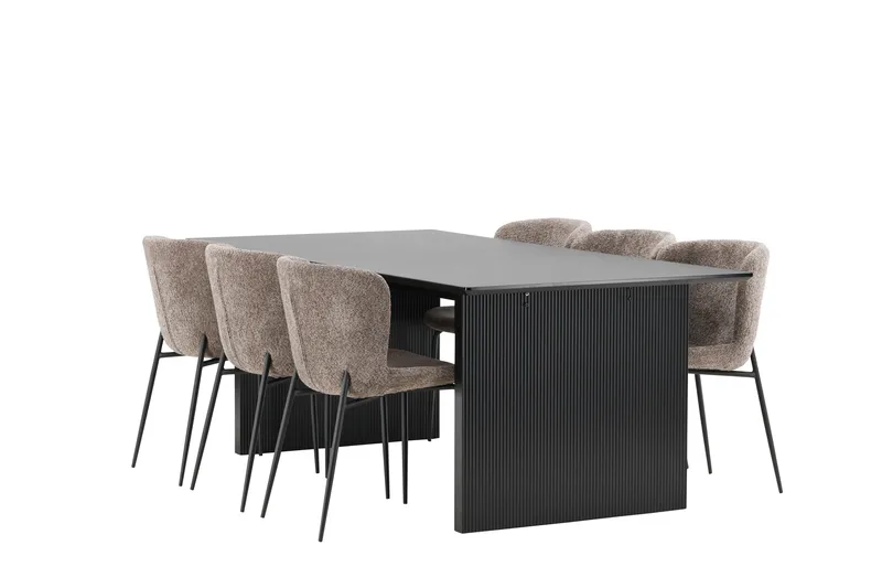 Vail Matgrupp 200 cm Rektangulär med 6 Modesto stolar - Svart - Products - Möbler - Bord & matgrupp - Matgrupp
