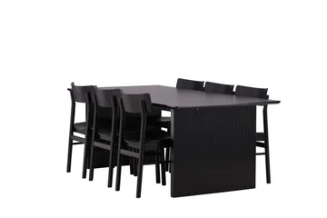 Vail Matgrupp 200 cm Rektangulär med 6 Montros stolar - Svart - Products - Möbler - Bord & matgrupp - Matgrupp
