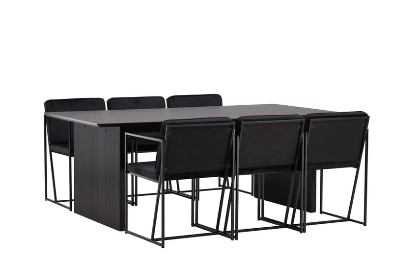 Vail Matgrupp 200 cm Rektangulär med 6 Richmond stolar - Svart - Products - Möbler - Bord & matgrupp - Matgrupp