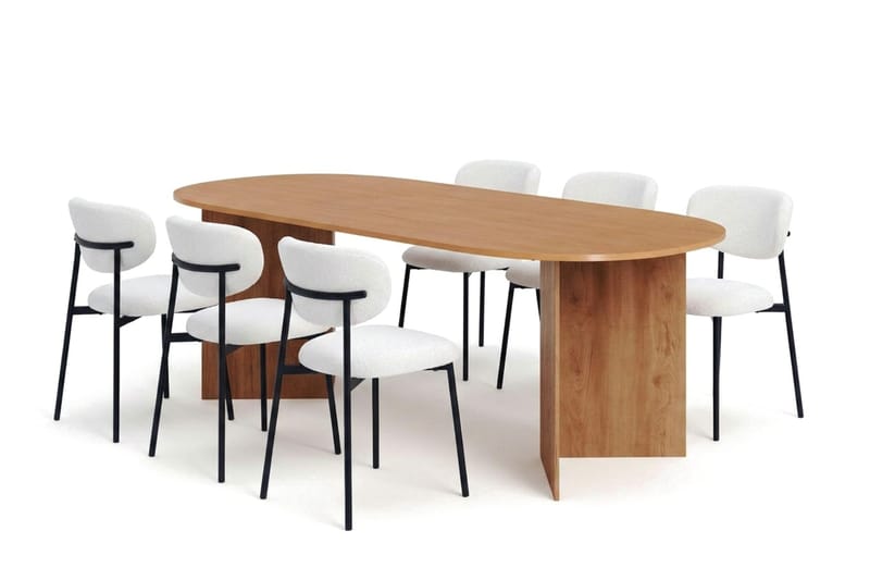 Vera Matgrupp rektangulärt 220 cm Ek med 6 Lucy Matstolar - Ek - Products - Möbler - Bord & matgrupp - Matgrupp