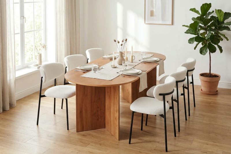 Vera Matgrupp rektangulärt 220 cm Ek med 6 Lucy Matstolar - Ek - Products - Möbler - Bord & matgrupp - Matgrupp