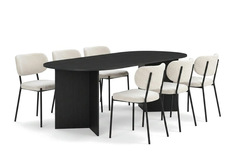 Vera Matgrupp rektangulärt 220 cm Svart med 6 Gemmiano Matstolar - Svart - Products - Möbler - Bord & matgrupp - Matgrupp