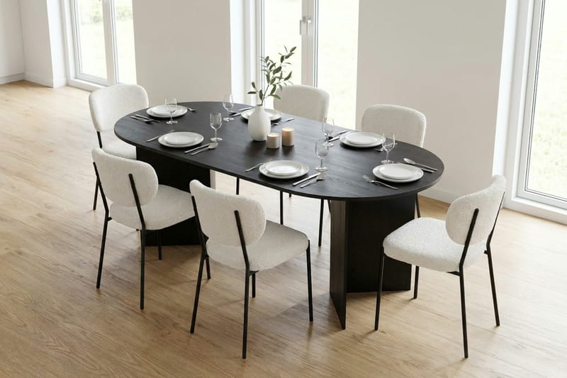 Vera Matgrupp rektangulärt 220 cm Svart med 6 Gemmiano Matstolar - Svart - Products - Möbler - Bord & matgrupp - Matgrupp
