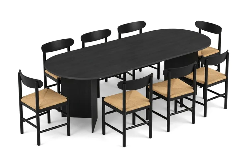 Vera Matgrupp rektangulärt 220 cm Svart med 6 Malte Matstolar - Svartlaserad ek - Products - Möbler - Bord & matgrupp - Matgrupp