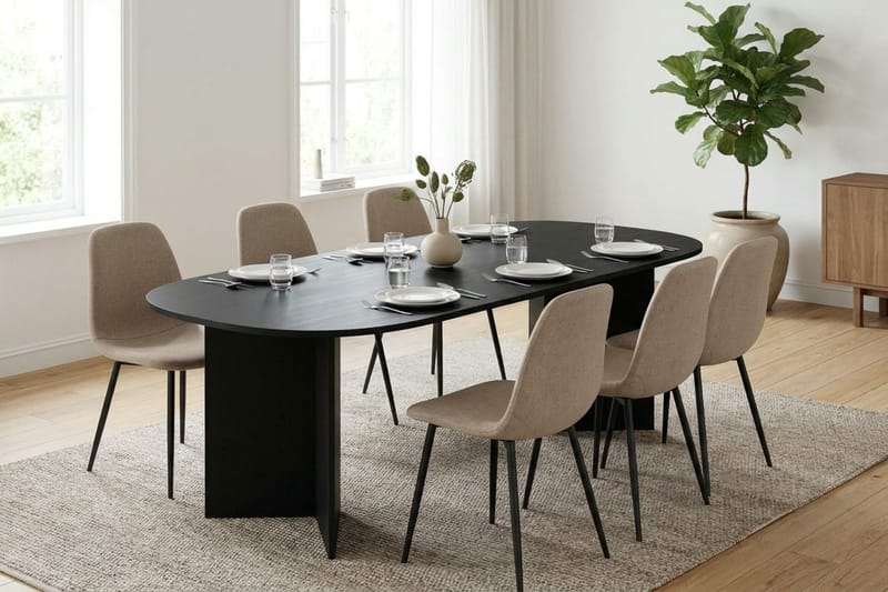 Vera Matgrupp rektangulärt 220 cm Svart med 6 Nibe Matstolar - Svart - Products - Möbler - Bord & matgrupp - Matgrupp