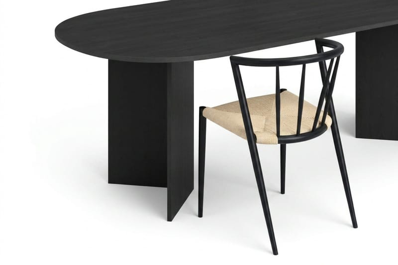 Vera Matgrupp rektangulärt 220 cm Svart med 6 Winston Matstolar - Svart - Products - Möbler - Bord & matgrupp - Matgrupp