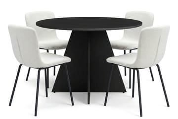 Vera Matgrupp runt 110 cm Svart med 4 Katy Matstolar - Svartlaserad ek - Products - Möbler - Bord & matgrupp - Matgrupp