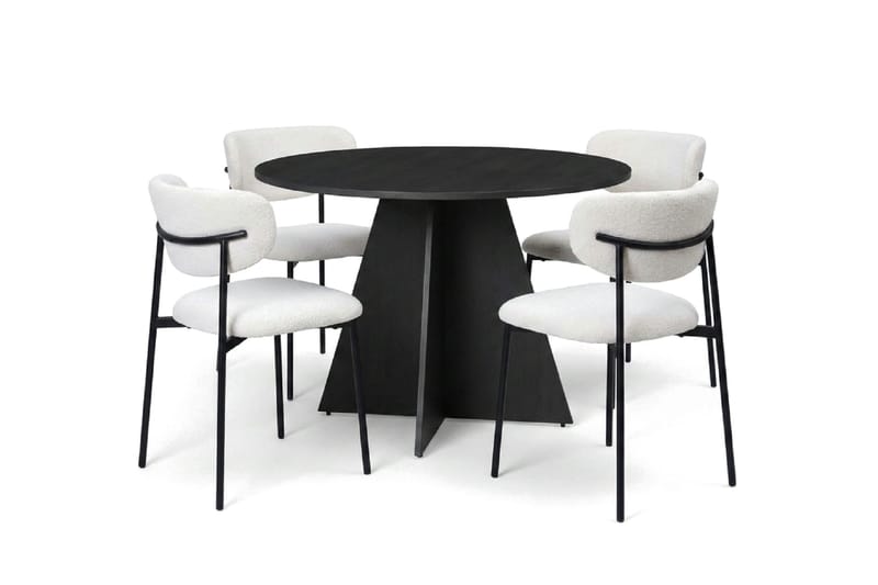 Vera Matgrupp runt 110 cm Svart med 4 Lucy Matstolar - Svart - Products - Möbler - Bord & matgrupp - Matgrupp