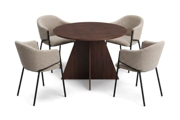 Vera Matgrupp runt 110 cm Valnöt med 4 Filip Matstolar - Valnöt - Products - Möbler - Bord & matgrupp - Matgrupp