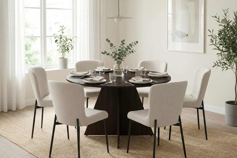 Vera Matgrupp runt 130 cm Rökt Ek med 6 Elsie Matstolar - Rökt ek - Products - Möbler - Bord & matgrupp - Matgrupp