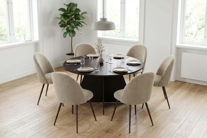 Vera Matgrupp runt 150 cm Rökt Ek med 6 Nibe Plus Matstolar - Rökt ek - Products - Möbler - Bord & matgrupp - Matgrupp