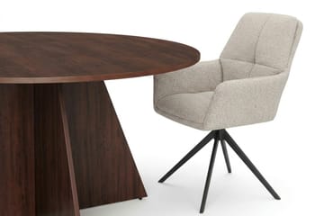 Vera Matgrupp runt 150 cm Valnöt med 6 Torsby Matstolar - Valnöt - Products - Möbler - Bord & matgrupp - Matgrupp