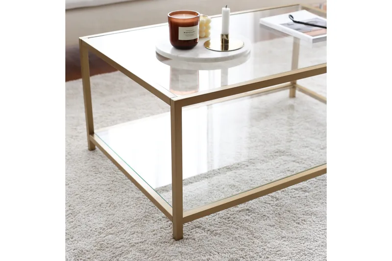 Wickaren Soffbord 90 cm - Guld/Glas - Products - Möbler - Bord & matgrupp - Soffbord