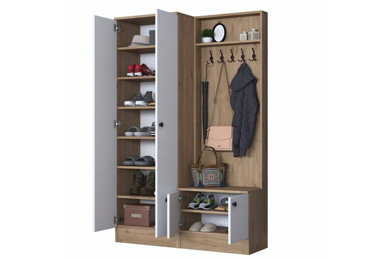 Hooda Hallmöbelset Brun/Vit - Hanah Home - Products - Möbler - Hallmöbler - Möbelset för hall & entre