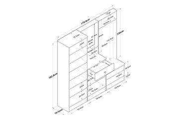 Hooda Hallmöbelset Brun/Vit - Hanah Home - Products - Möbler - Hallmöbler - Möbelset för hall & entre