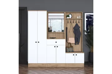 Hooda Hallmöbelset Brun/Vit - Hanah Home - Products - Möbler - Hallmöbler - Möbelset för hall & entre