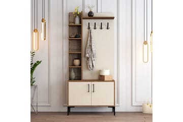 Schmida Hallmöbelset 90 cm - Mörkbrun/Beige - Products - Möbler - Hallmöbler - Möbelset för hall & entre