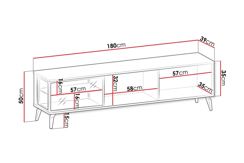 Akinari Tv-bänk 180 cm - Brun/Beige - Products - Möbler - TV- & Mediamöbler - TV bänk & mediabänk