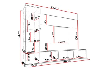 Bernice Tv-skåp 220x38 cm - Beige - Products - Möbler - TV- & Mediamöbler - TV-skåp