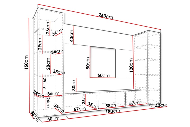 Bernice Tv-skåp 260x38 cm - Grön - Products - Möbler - TV- & Mediamöbler - TV-möbelset