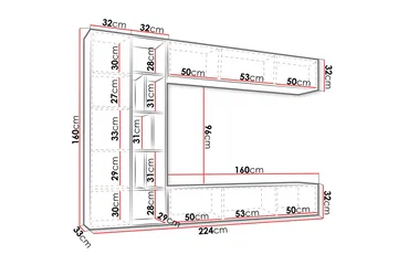 Bulet Tv-möbelset 224x33 cm - Beige - Products - Möbler - TV- & Mediamöbler - TV-möbelset