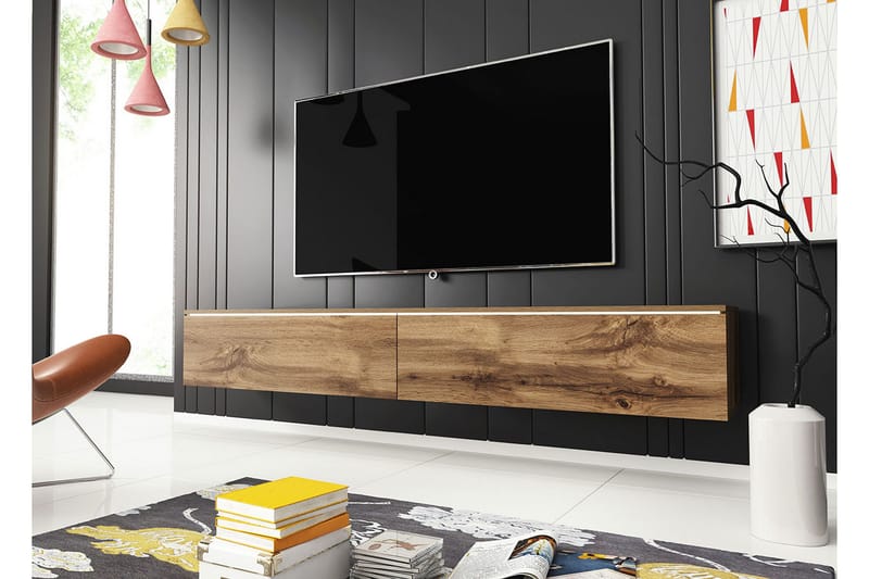 Cuguen Tv-skåp 180 cm Vit LED - Ljus Natur - Products - Möbler - TV- & Mediamöbler - TV bänk & mediabänk