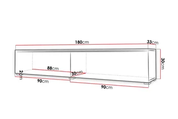 Cuguen Tv-skåp 180 cm Vit LED - Ljus Natur - Products - Möbler - TV- & Mediamöbler - TV bänk & mediabänk