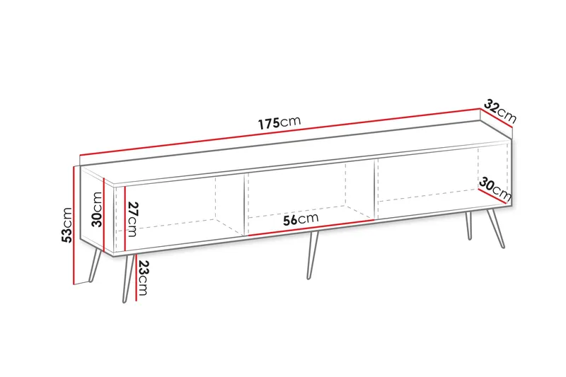 Edson Tv-bänk 175 cm - Vit - Products - Möbler - TV- & Mediamöbler - TV bänk & mediabänk