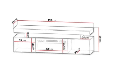 Glenndale Tv bänk med Förvaring + LED kamin + Belysning 190 cm - Vit - Products - Möbler - TV- & Mediamöbler - TV bänk & mediabänk