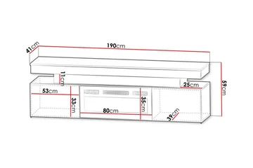 Glenndale Tv bänk med Förvaring + LED kamin + Belysning 190 - Svart - Products - Möbler - TV- & Mediamöbler - TV bänk & mediabänk
