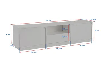 Gulliver Tv-bänk 160x30 cm - Ljus Beige/Marmor - Products - Möbler - TV- & Mediamöbler - TV bänk & mediabänk