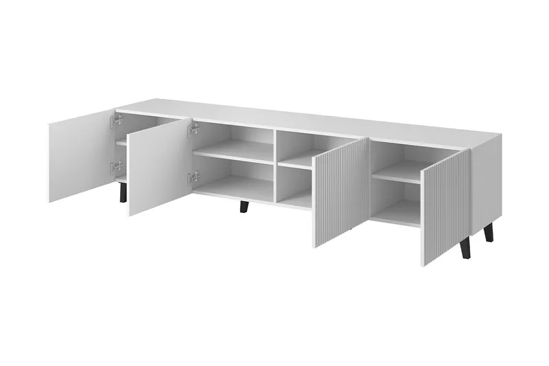 Juniskär Tv bänk med Förvaring + Hyllor 40x52x200 - Svart / Brun / Ribbad - Products - Möbler - TV- & Mediamöbler - TV bänk & mediabänk