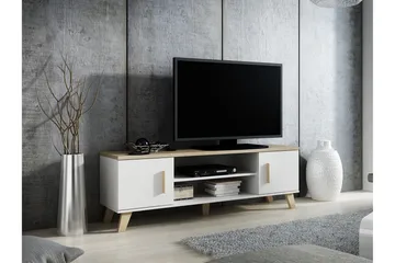 Kardos TV-bänk 160 cm - Vit/Ek - Products - Möbler - TV- & Mediamöbler - TV bänk & mediabänk